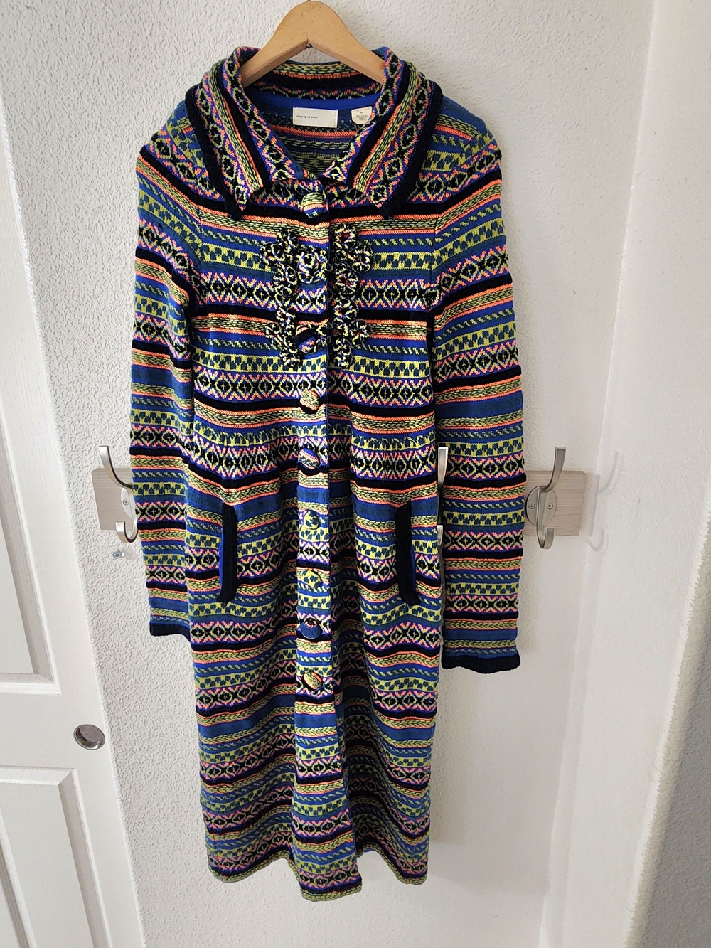 Sleeping on Snow Anthropologie Fair Isle Wool Blend Long Cardigan Sweater Small